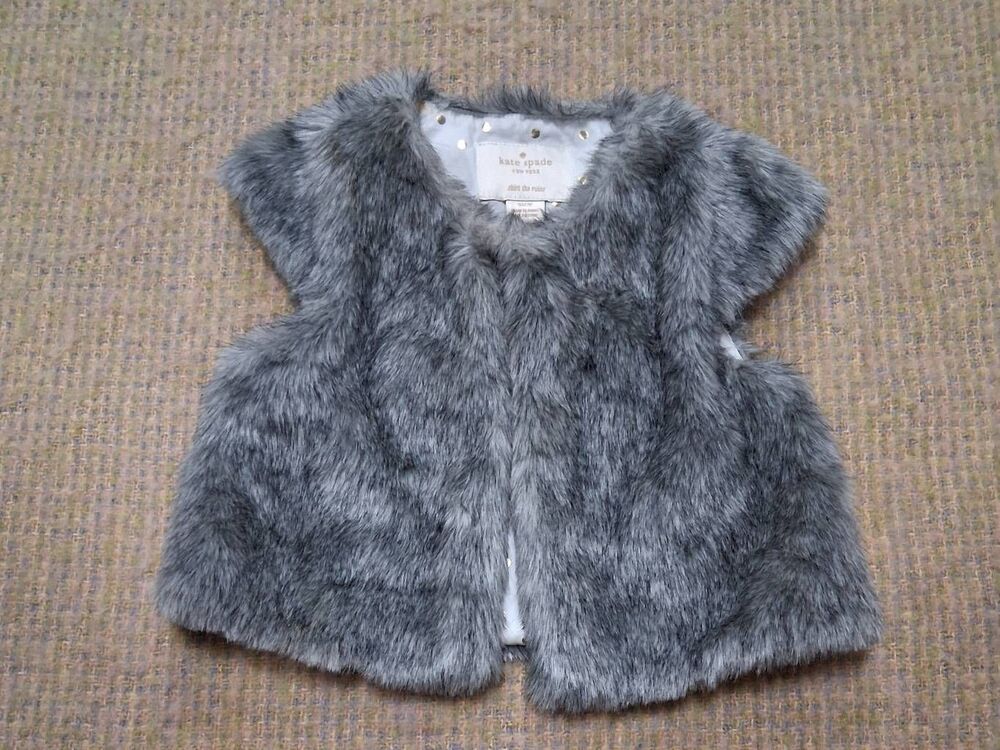 Kate spade girls toddler 2 yrs faux fur vest jacket gray